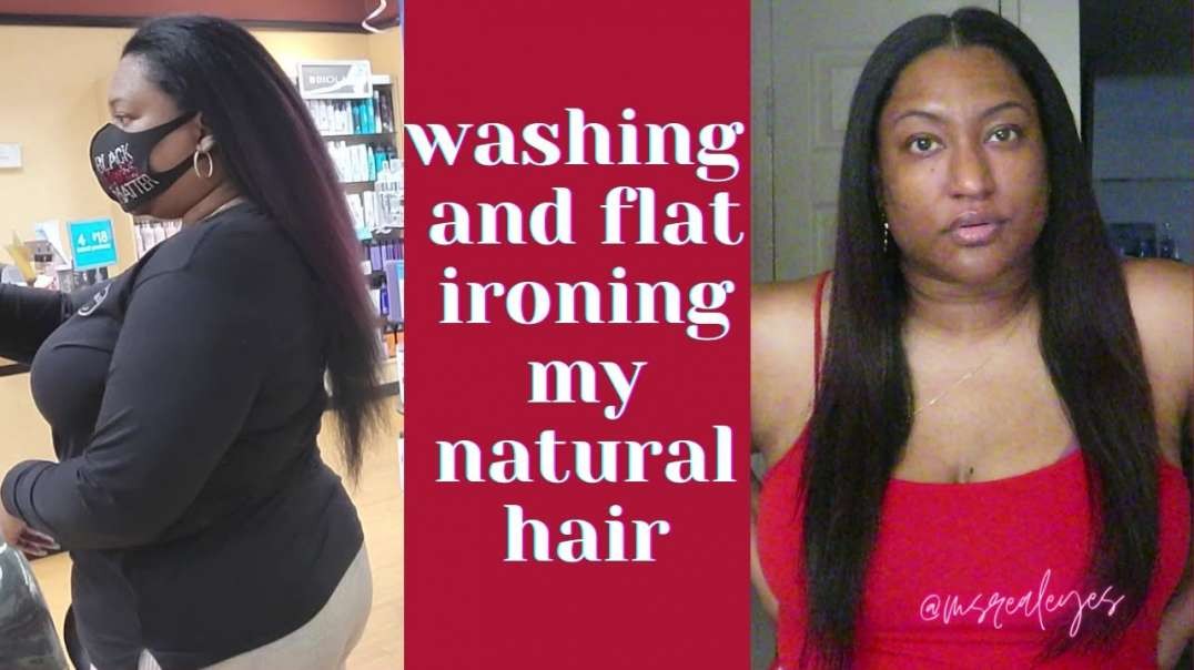 ⁣HOW TO WASH AND FLAT IRON NATURAL HAIR #HOWTO