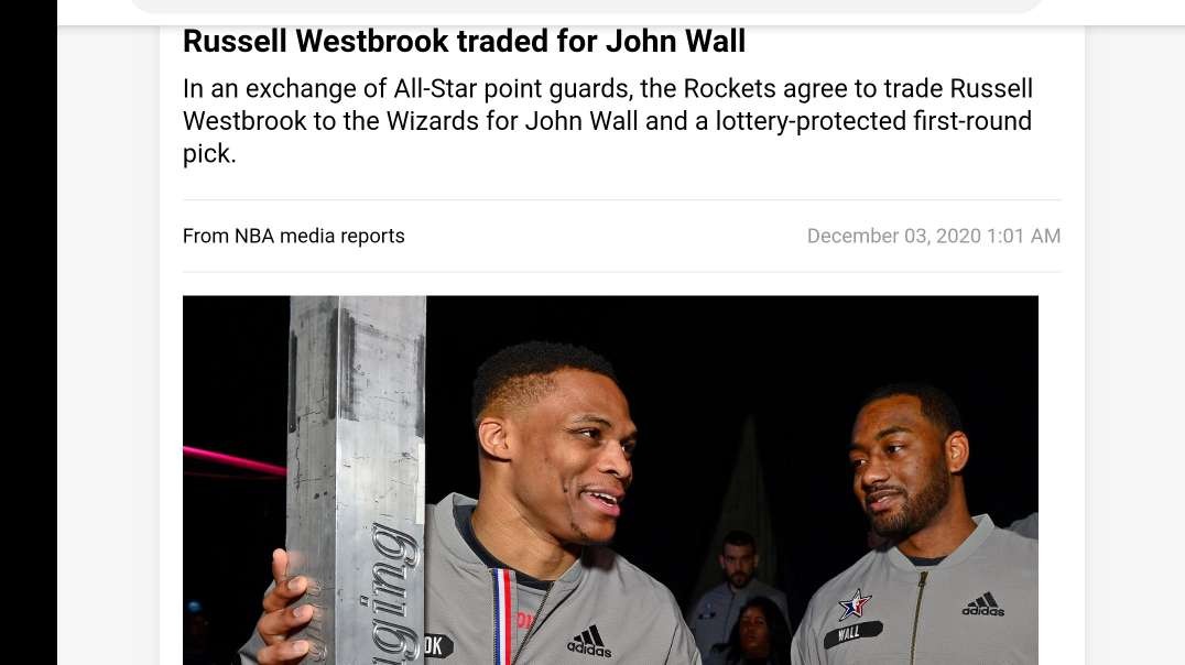 ⁣Russell Westbrook Traded to Wizards for John Wall
