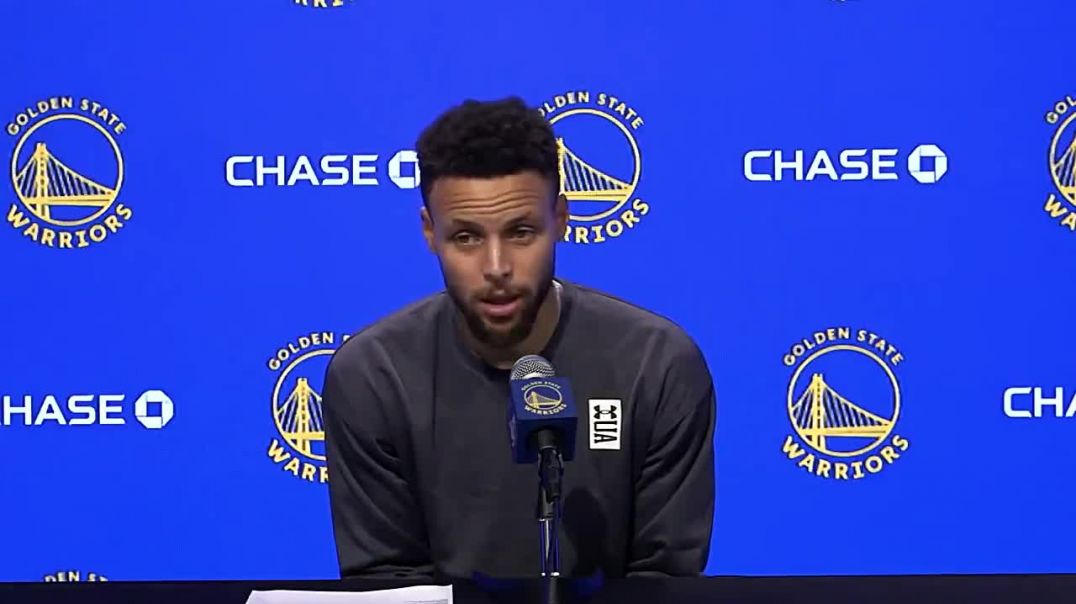 ⁣Stephen Curry gets caught off guard after a reporter calls him by his first name _Wardell_!
