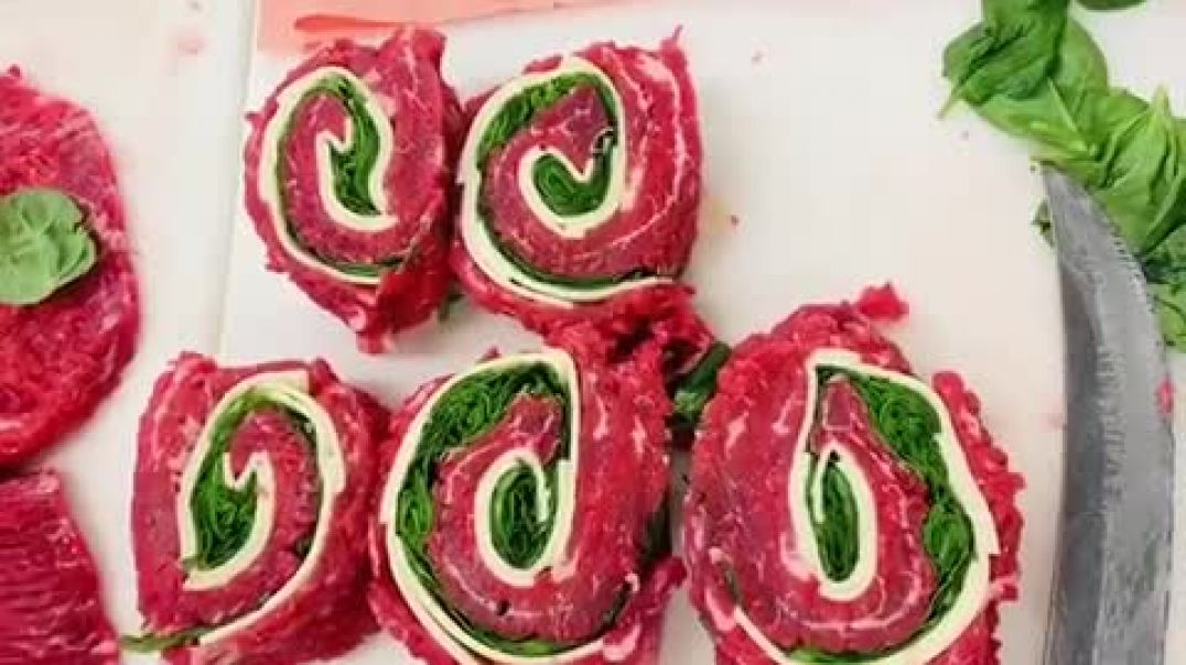 How to make a flank steak pinwheels  mozzarella cheese baby spinach