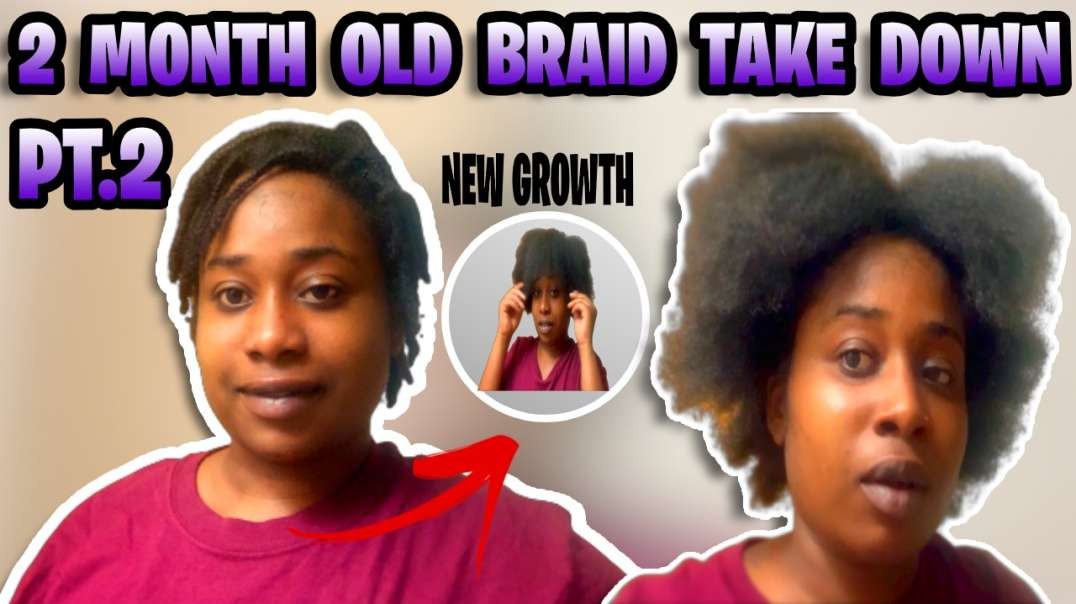 ⁣2 MONTH OLD BRAID TAKE DOWN | NEW GROWTH | NATURAL HAIR UPDATE PT 2