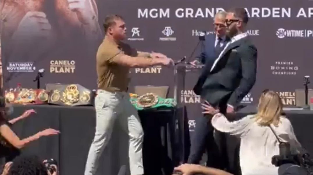 ⁣Canelo fights Plant at presser for talking bout his Mama