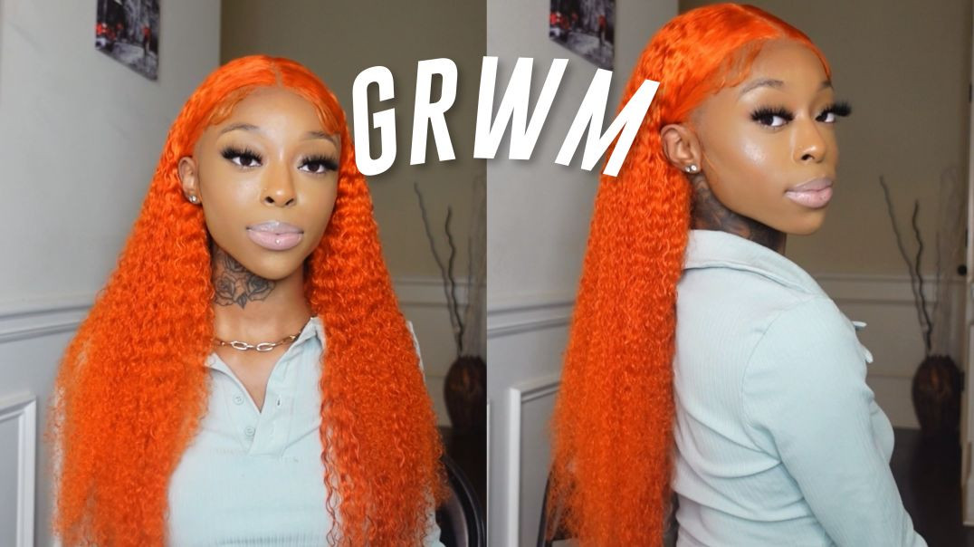 ⁣GRWM: Orange Kinky Curky Hair