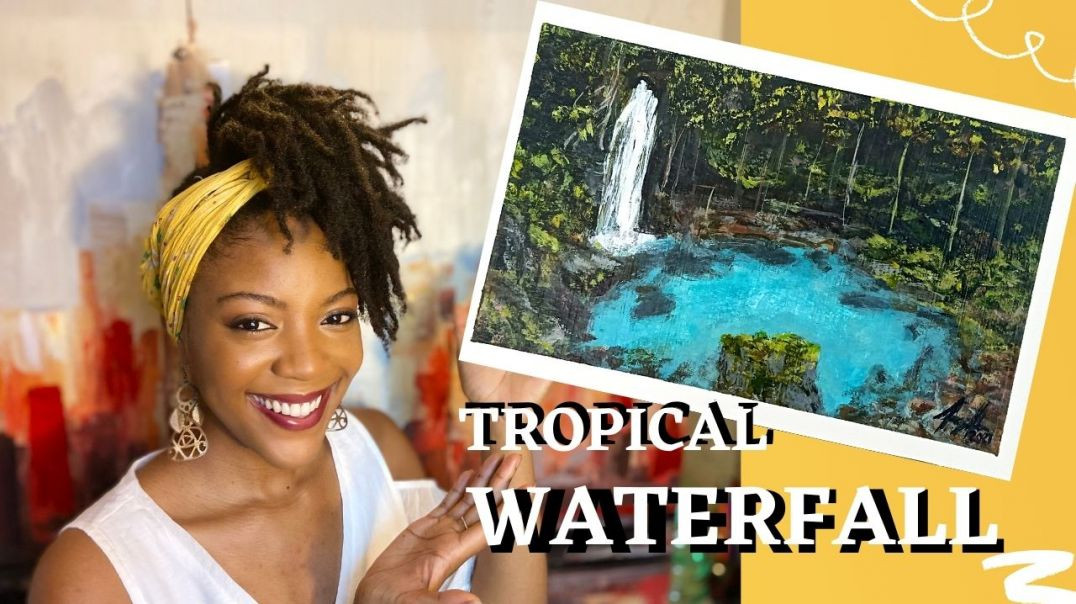 How to paint a Tropical Waterfall |Dominica Trip | Aart by Kay