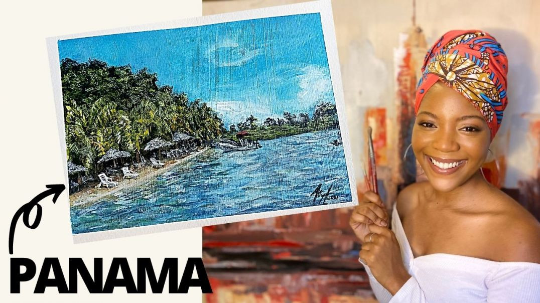 ⁣How to paint a Tropical Beach //Panama Trip// Aart by Kay