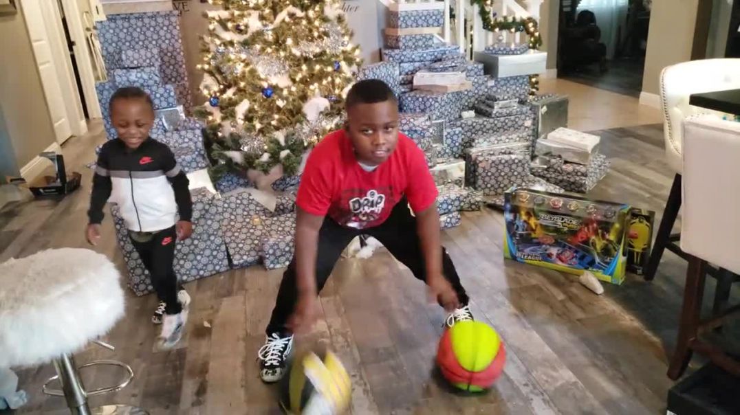⁣J Funk and Baby Josiah play with New Basketballs on Christmas Day