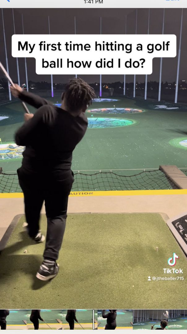 My first time hitting a golf ball!