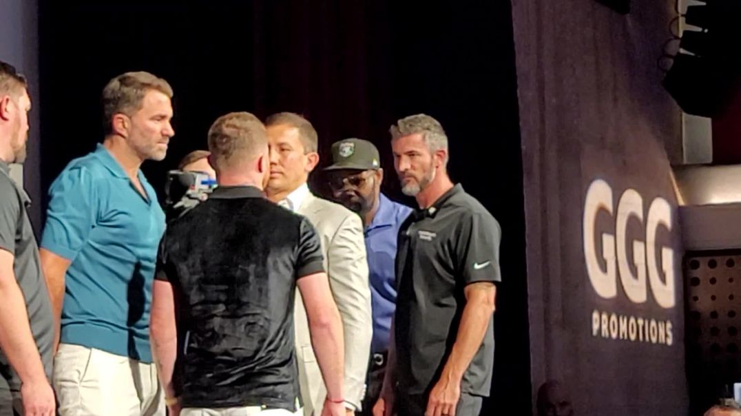⁣Canelo and GGG Stare Down was so INTENSE Coach JB had to step in before a Fight Broke Out!