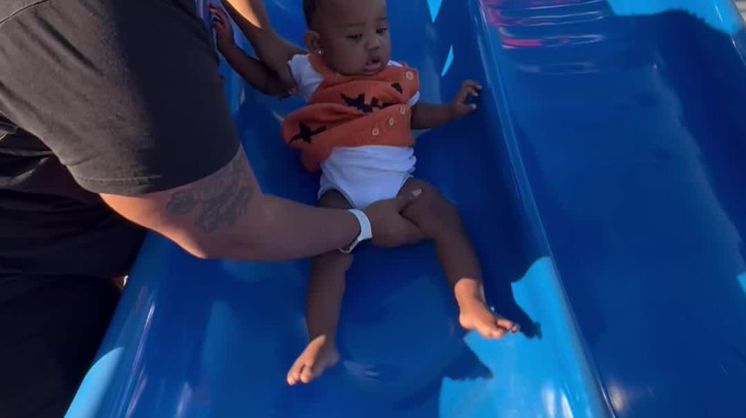 Baby Aaliyah On The Slide