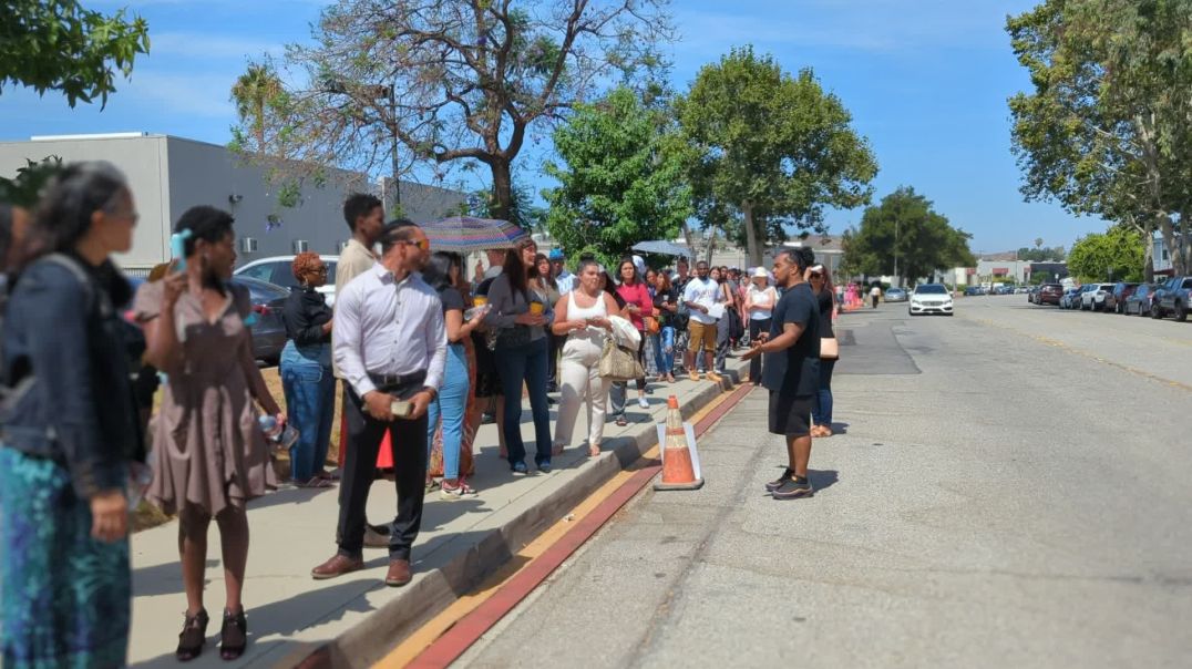 ⁣Long lines down the block for Revelation Church Sunday Service