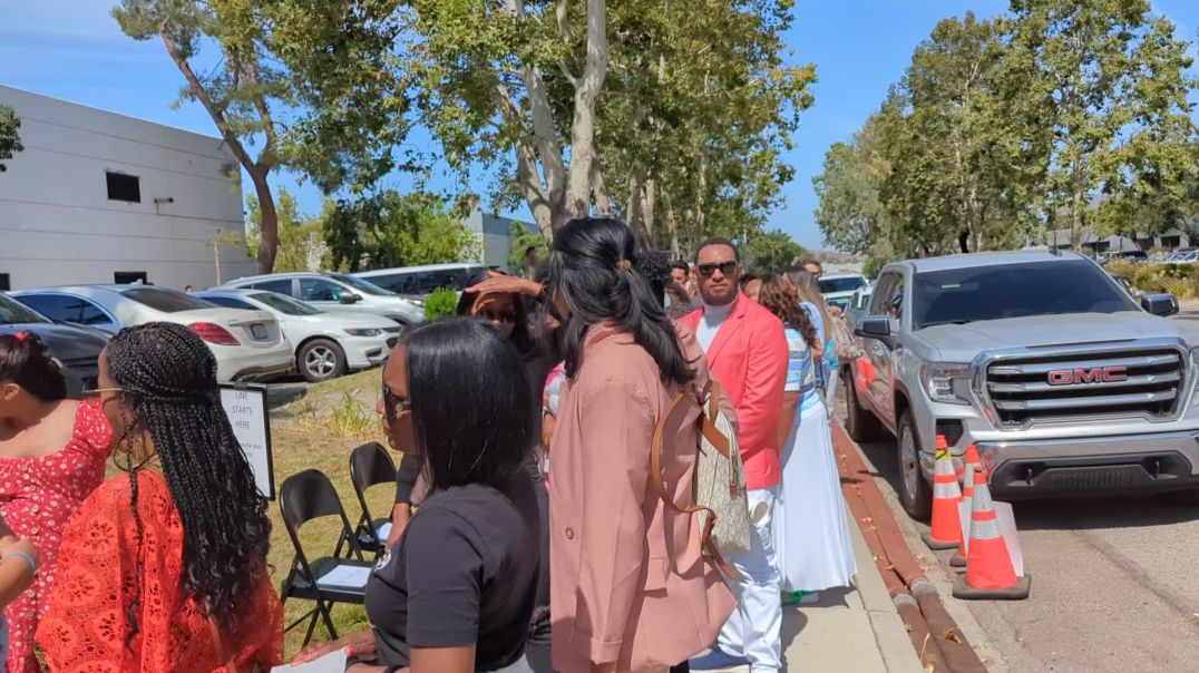 ⁣Long lines down the block for Revelation Church Sunday Service
