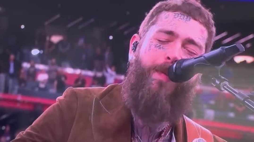 ⁣Post Malone performs during Super Bowl 2024 🔥
