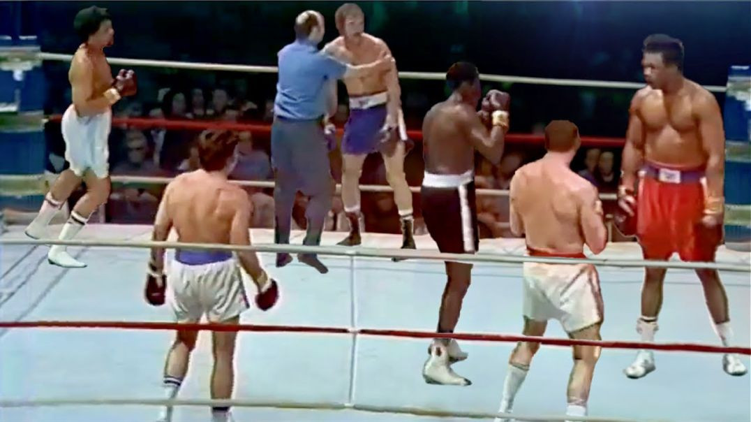 ⁣When George Foreman Challenged 5 Guys In One Night