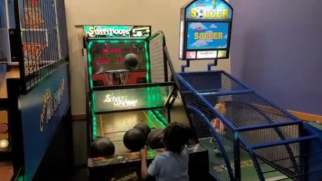 Miracle baby Josiah makes Backwards shot at Chuck E Cheese