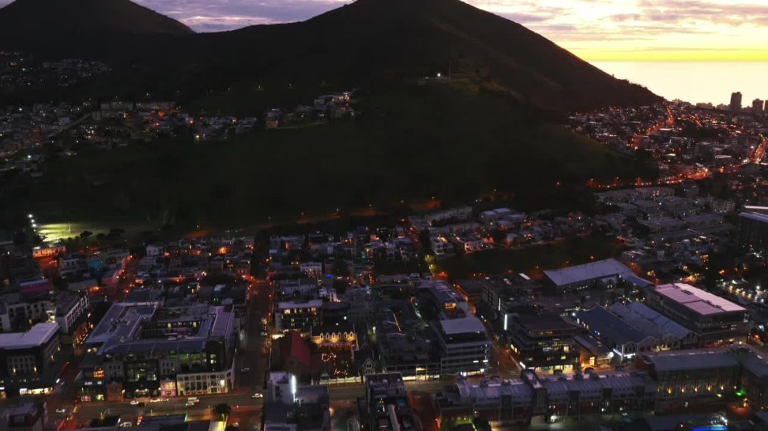 ⁣Drone Aerial View of Cape Town at Sunset