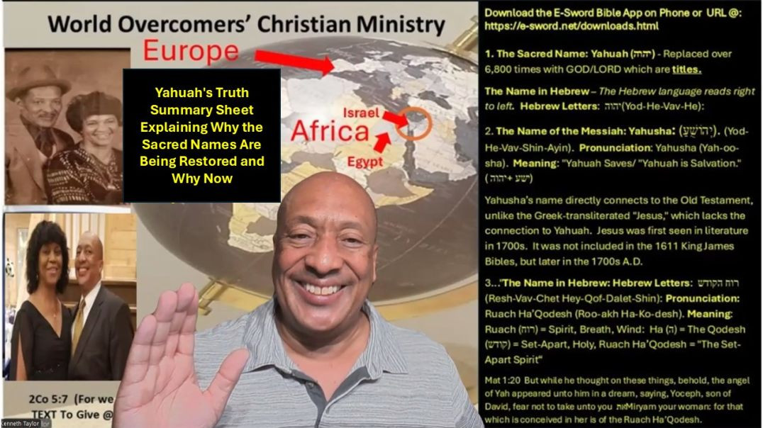 Yahuah's Truth Summary Sheet Explaining Why the Sacred Names Are Being Restored and Why Now Pt 