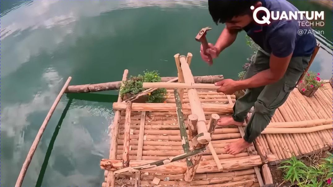 ⁣He Left Civilization to Build a Floating Self-Sustaining Island  by @7Asian