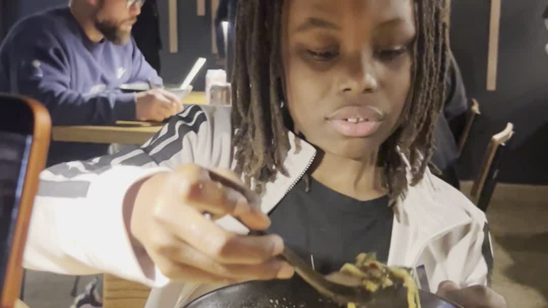 Miracle Kid Josiah tries Plant based Ramen with Mama Diva and Coach AP