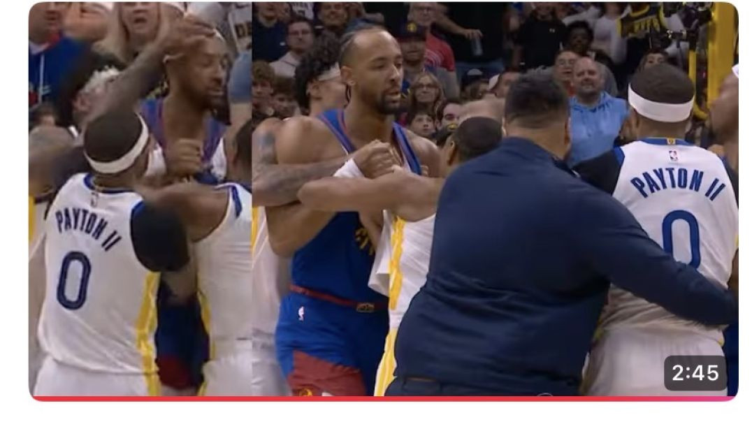 Warriors and Nuggets get into it and GP2 snatches zake Nnajis headband 😂