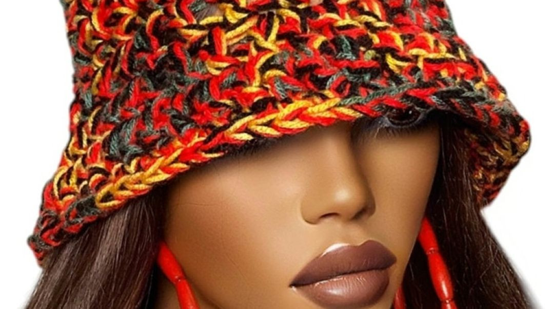 Crochet bucket hat rasta colors by Razonda Lee