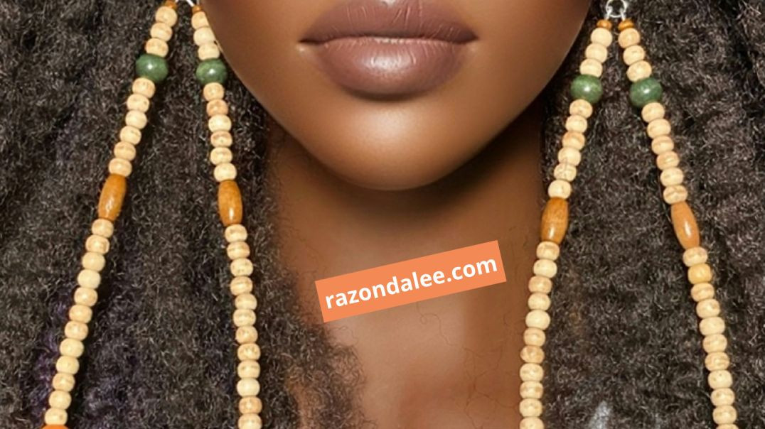 ⁣Elongated Beaded Hoop Earrings by Razonda Lee