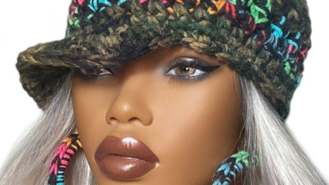⁣Crochet Cap and Earrings by Razonda Lee