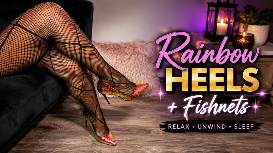 Rainbow Glitter Heels ✨👠 | Elegant Fishnet Fashion