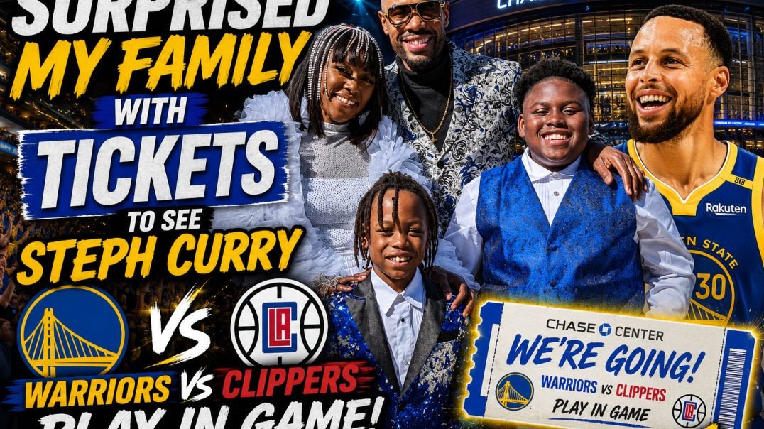 ⁣Surprised my family with tickets to see Steph Curry and the Warriors vs Clippers Play in game
