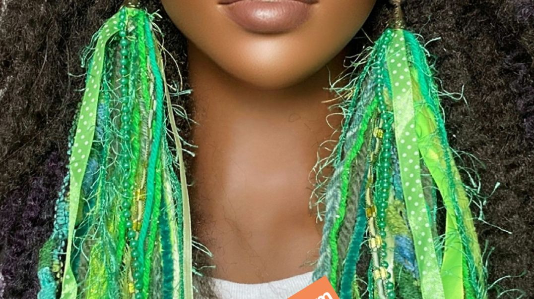 ⁣Elongated Tassel Earrings Green by Razonda Lee