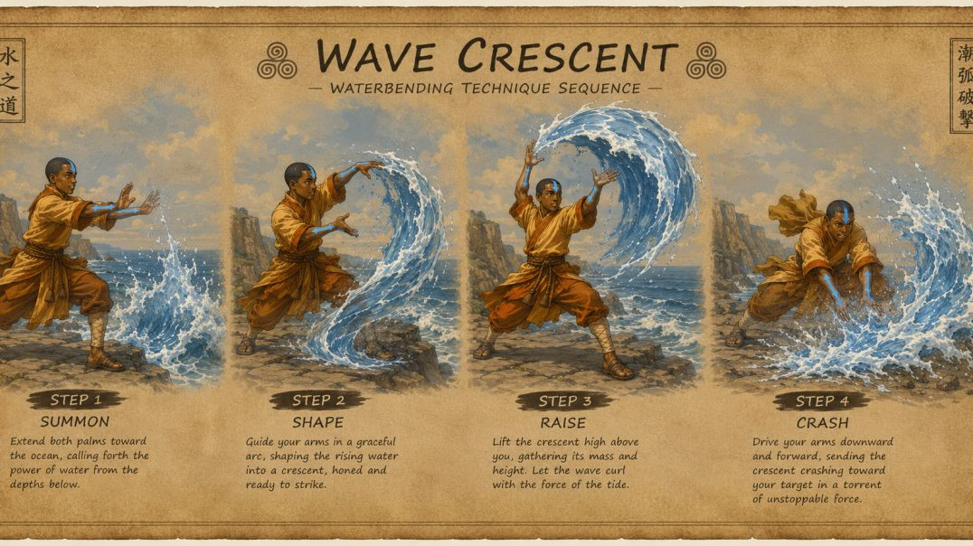 water bending wave crescents