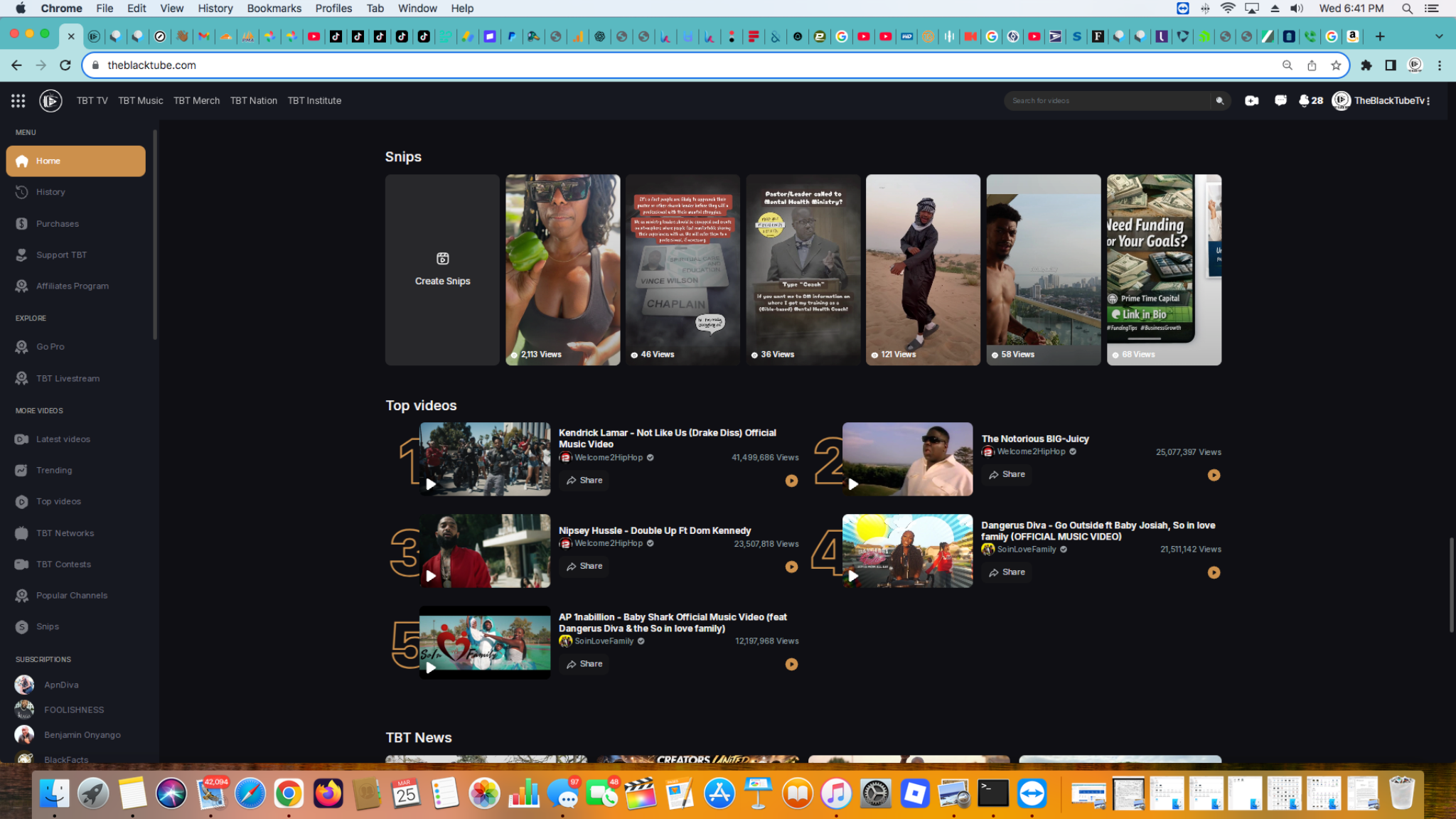 TheBlackTube homepage