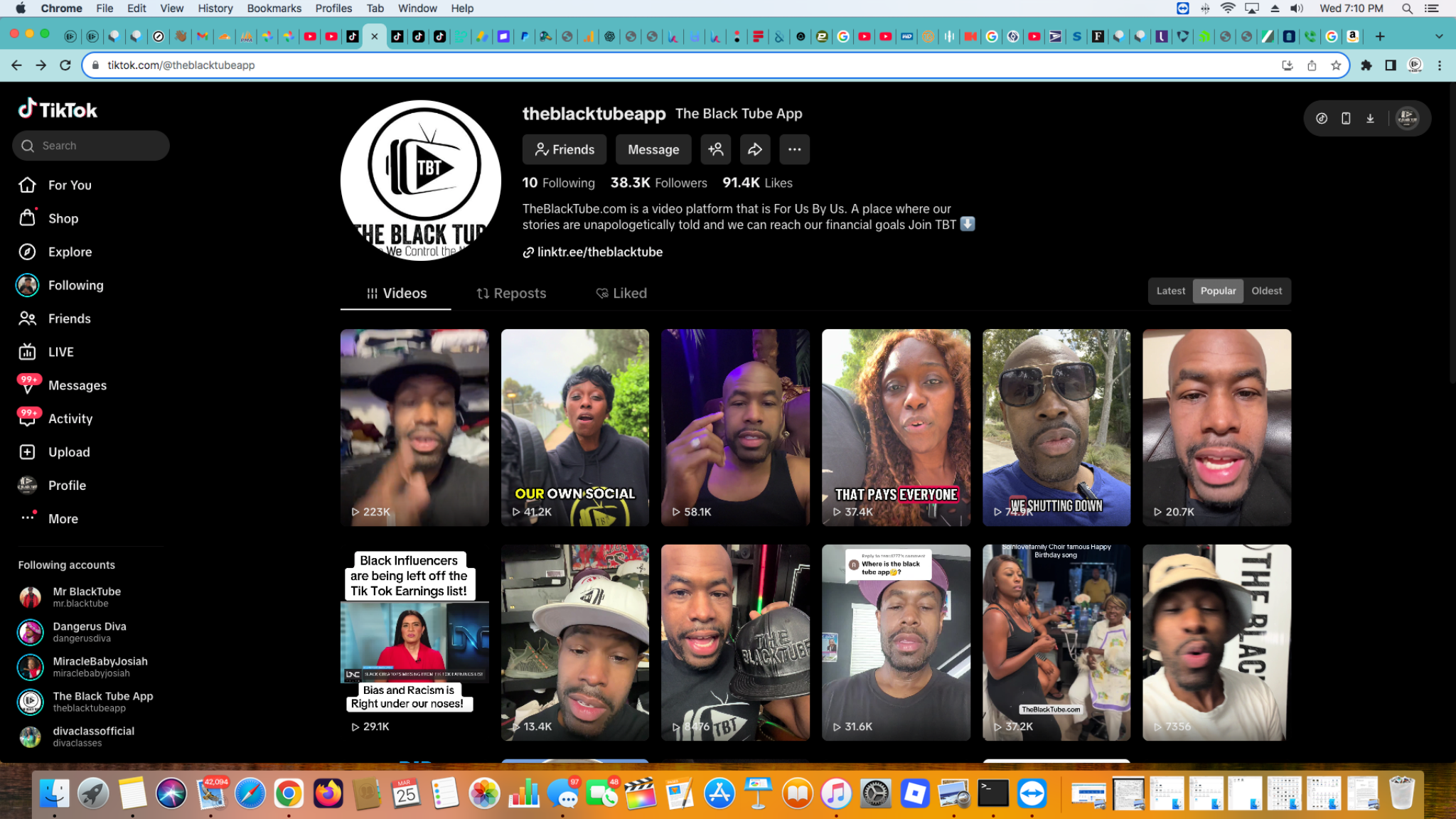 TheBlackTube subscriptions section