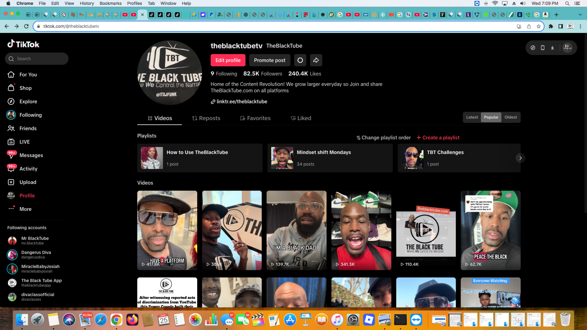 The Black Tube App content feed